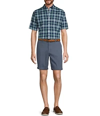 Roundtree & Yorke The Cloud Collection 8#double; Flat-Front Tech Pocket Washed Chino Shorts