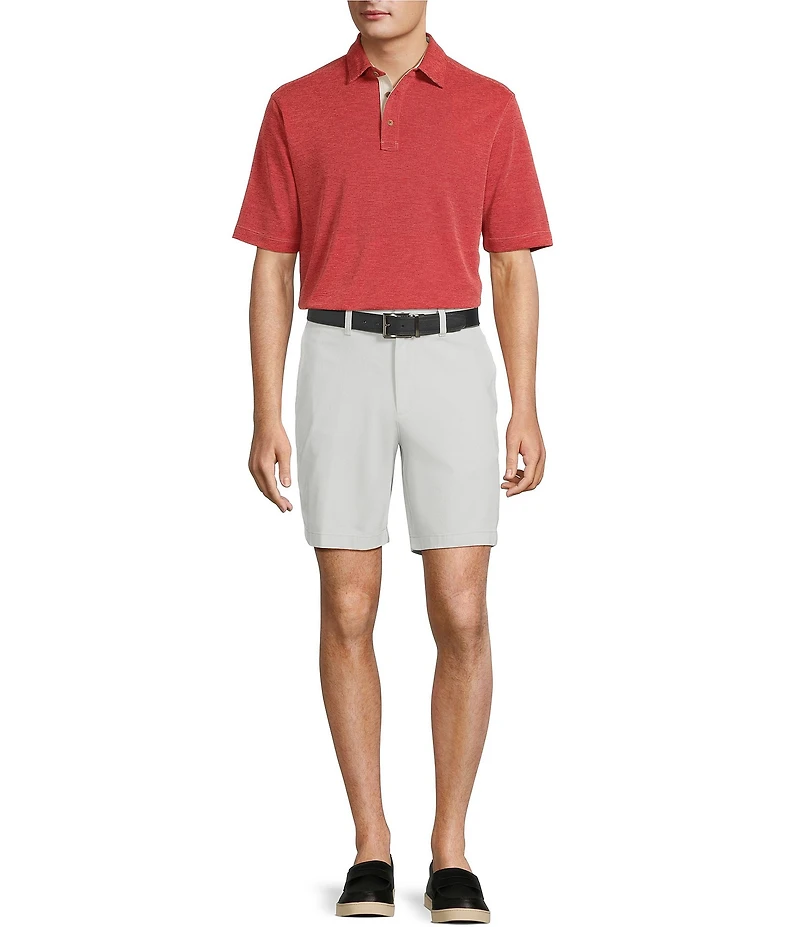 Roundtree & Yorke The Cloud Collection 8#double; Flat-Front Tech Pocket Washed Chino Shorts
