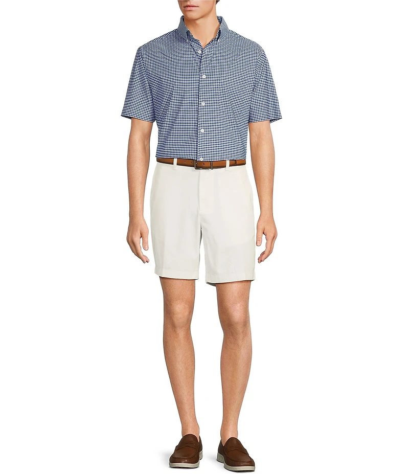 Roundtree & Yorke The Cloud Collection 8#double; Flat-Front Tech Pocket Washed Chino Shorts
