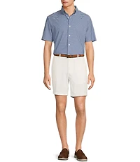 Roundtree & Yorke The Cloud Collection 8#double; Flat-Front Tech Pocket Washed Chino Shorts