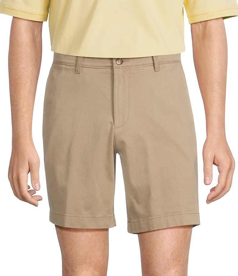 Roundtree & Yorke The Cloud Collection 8#double; Flat-Front Tech Pocket Washed Chino Shorts