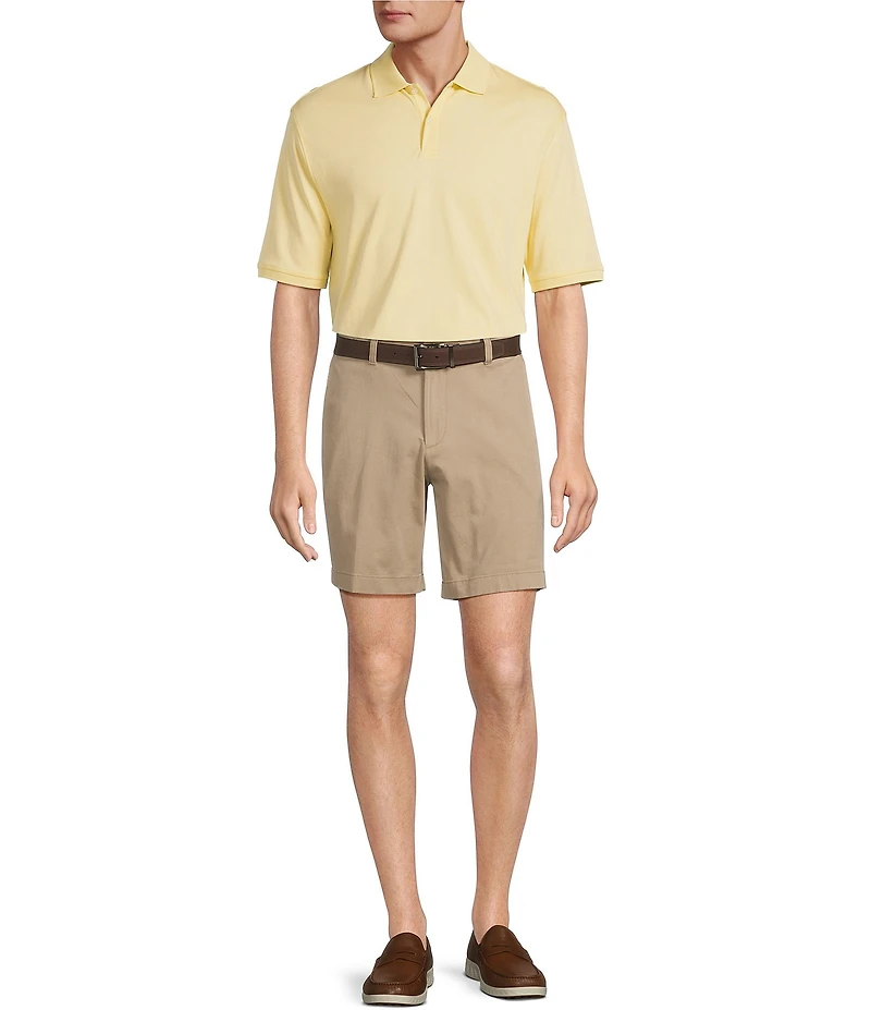 Roundtree & Yorke The Cloud Collection 8#double; Flat-Front Tech Pocket Washed Chino Shorts