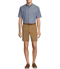 Roundtree & Yorke The Cloud Collection 8#double; Flat-Front Tech Pocket Washed Chino Shorts