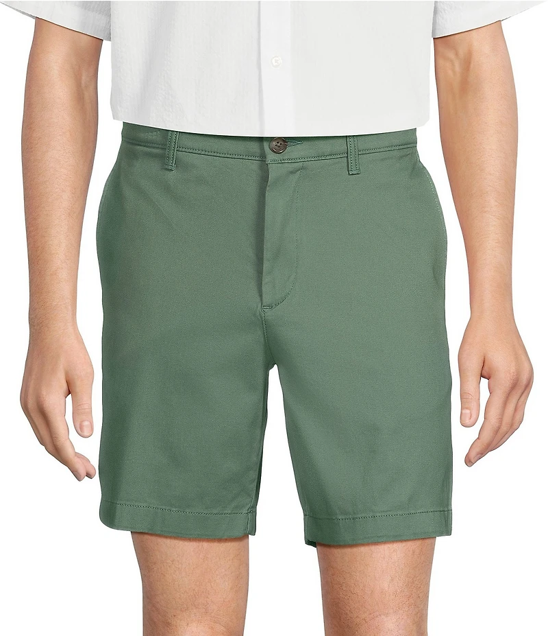 Roundtree & Yorke The Cloud Collection 8#double; Flat-Front Tech Pocket Washed Chino Shorts