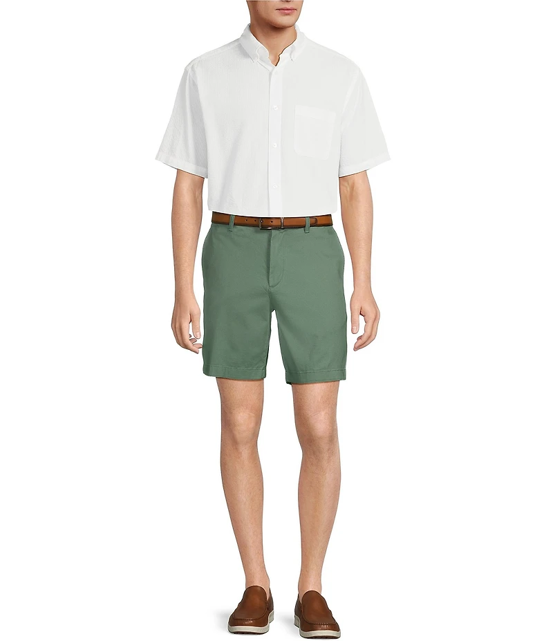Roundtree & Yorke The Cloud Collection 8#double; Flat-Front Tech Pocket Washed Chino Shorts