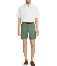 Roundtree & Yorke The Cloud Collection 8#double; Flat-Front Tech Pocket Washed Chino Shorts