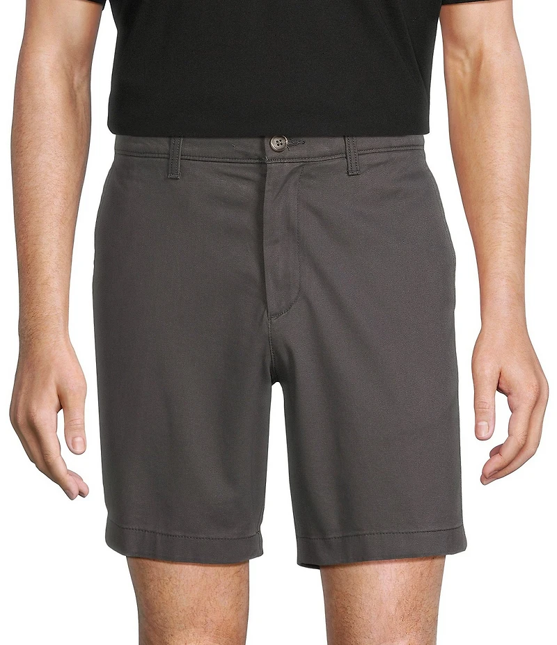 Roundtree & Yorke The Cloud Collection 8#double; Flat-Front Tech Pocket Washed Chino Shorts