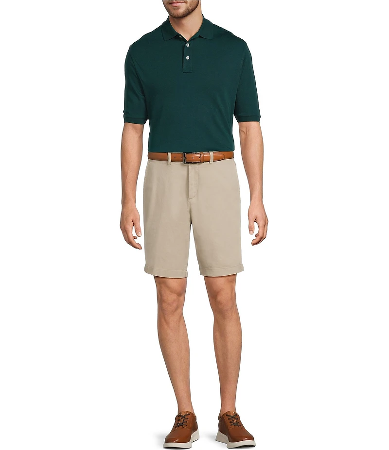 Roundtree & Yorke The Cloud Collection 8#double; Flat Front Washed Chino Shorts