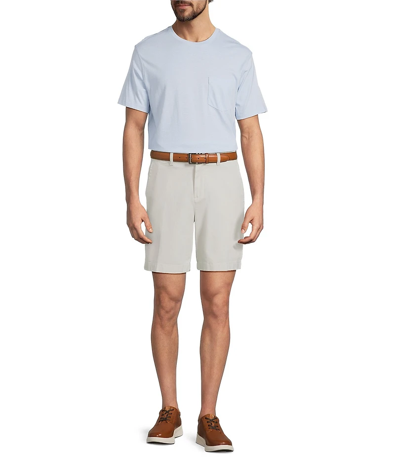 Roundtree & Yorke The Cloud Collection 8#double; Flat Front Washed Chino Shorts