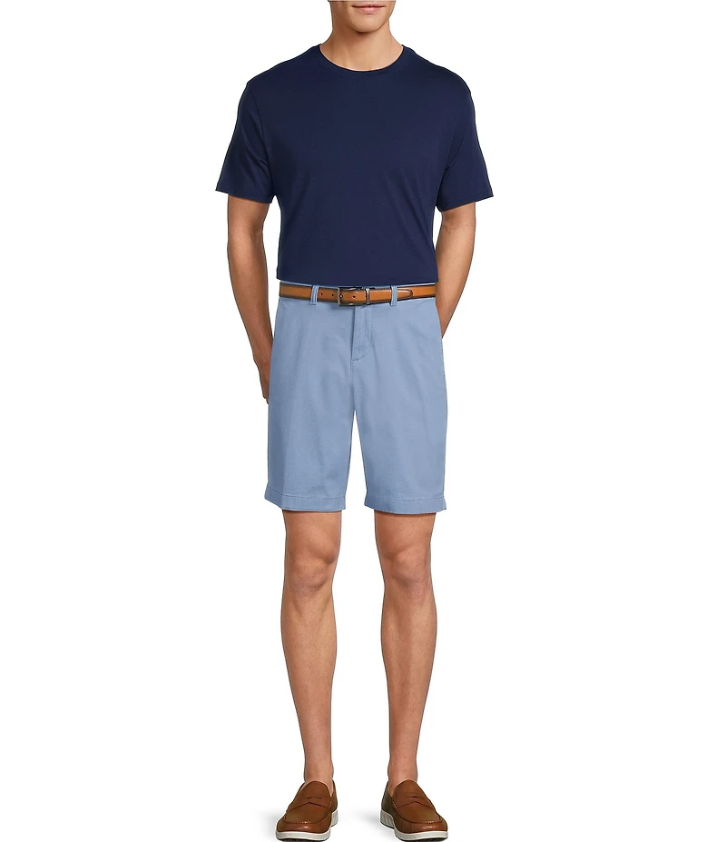 Roundtree & Yorke The Cloud Collection 9#double; Flat Front Washed Chino Shorts