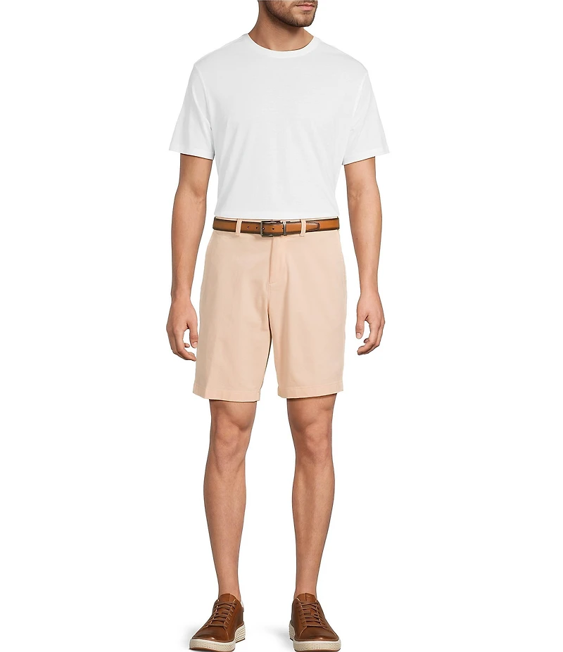 Roundtree & Yorke The Cloud Collection 9#double; Flat Front Washed Chino Shorts