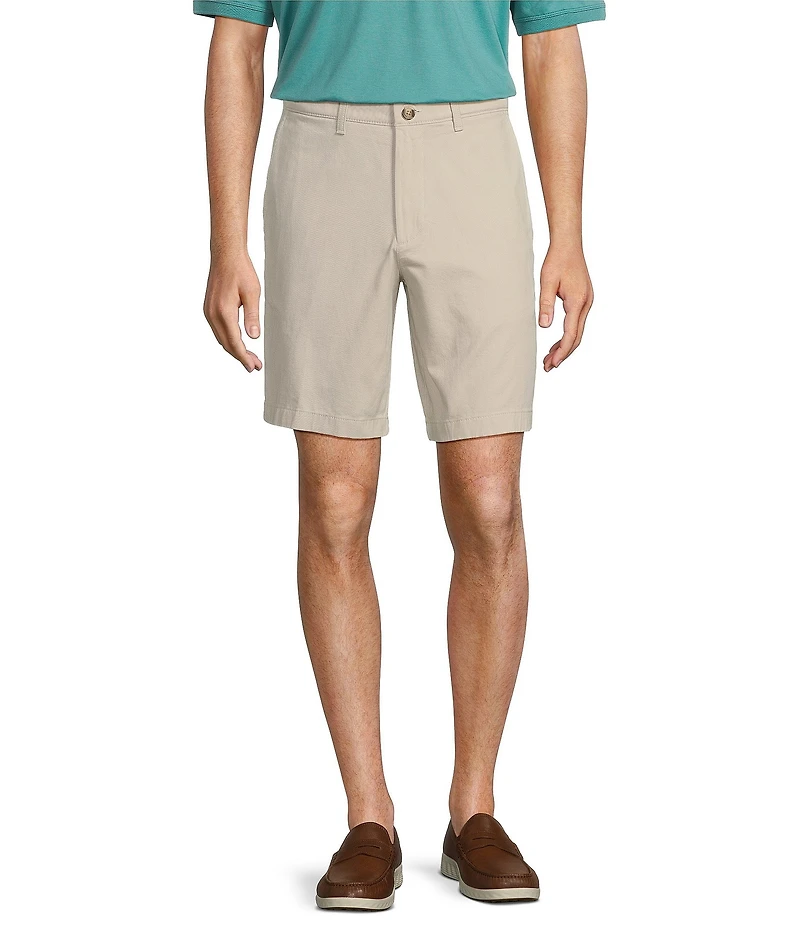 Roundtree & Yorke The Cloud Collection 9#double; Flat Front Washed Chino Shorts