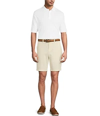 Roundtree & Yorke The Cloud Collection 9#double; Flat Front Washed Chino Shorts