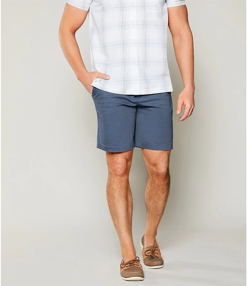 Roundtree & Yorke The Cloud Collection 9#double; Flat Front Washed Chino Shorts