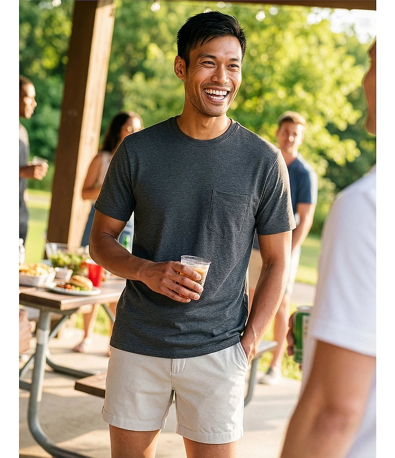 Roundtree & Yorke The Cloud Straight Fit Flat Front 5#double; Inseam Chino Shorts
