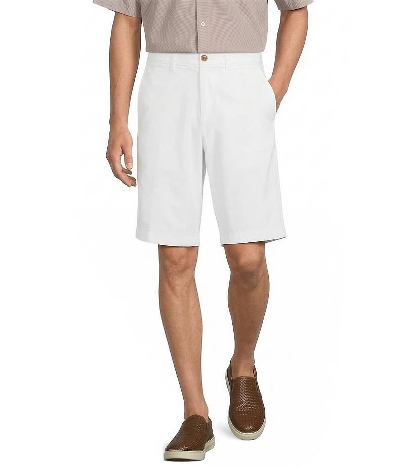 Roundtree & Yorke The Cloud Short Collection 11#double; Flat Front Washed Chino Shorts