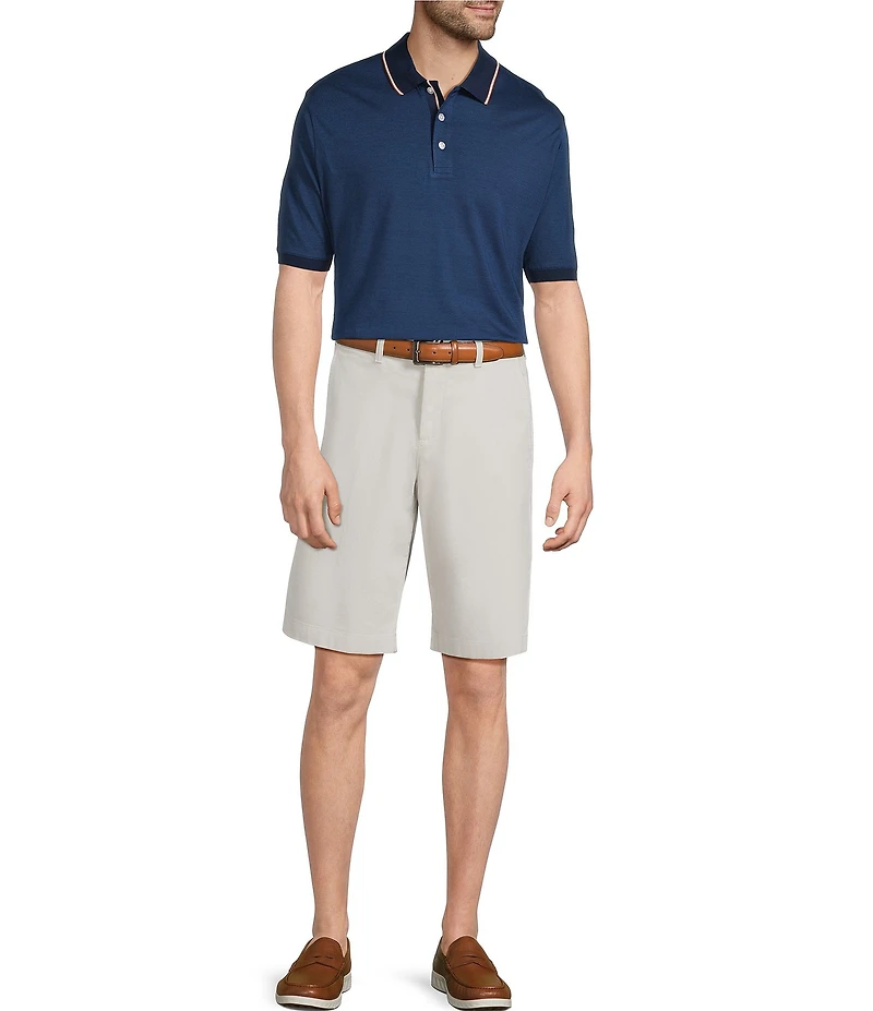 Roundtree & Yorke The Cloud Short Collection 11#double; Flat Front Washed Chino Shorts