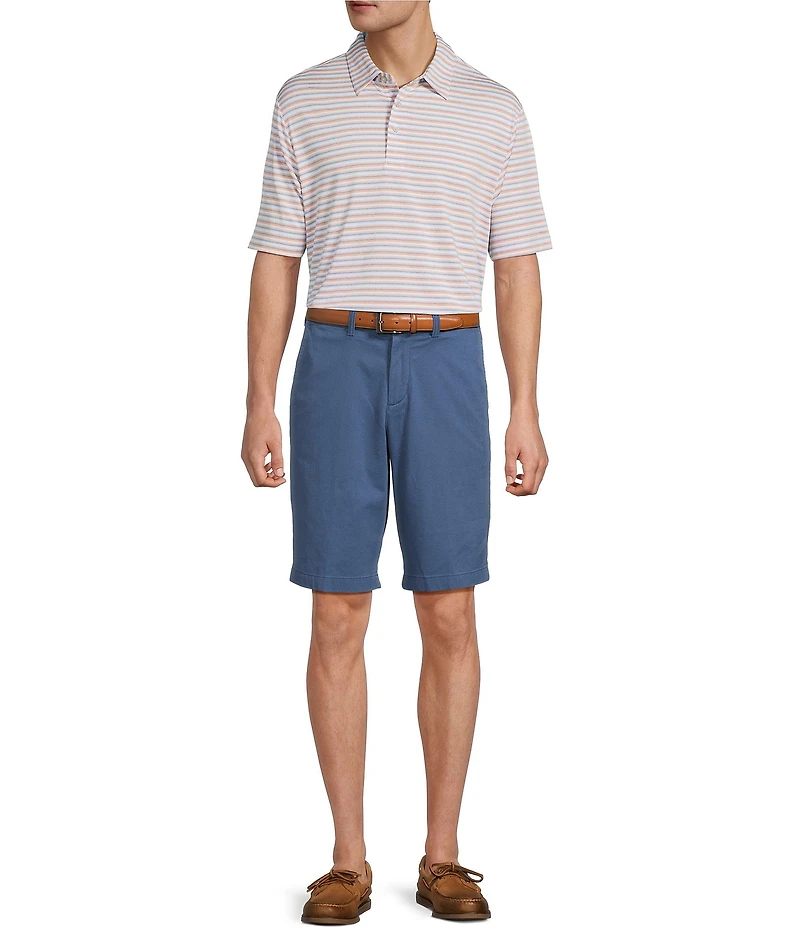 Roundtree & Yorke The Cloud Short Collection 11#double; Flat Front Washed Chino Shorts