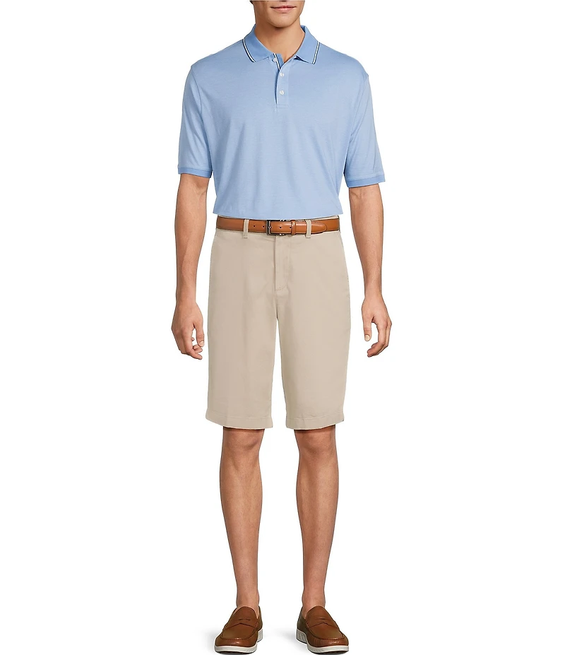Roundtree & Yorke The Cloud Short Collection 11#double; Flat Front Washed Chino Shorts