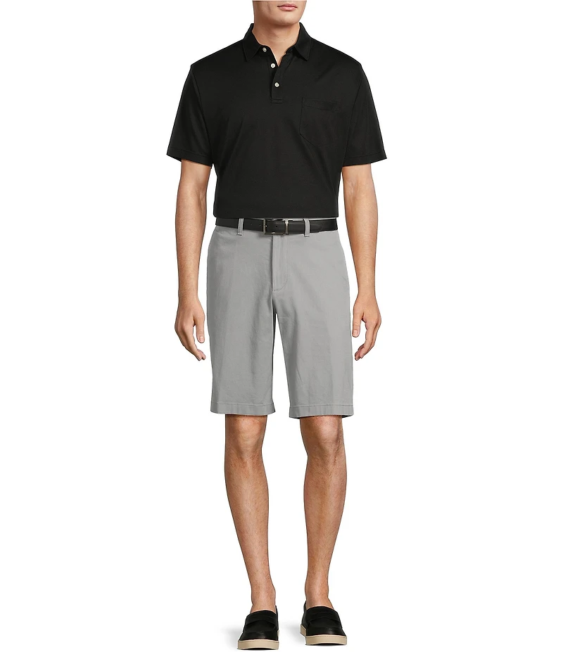 Roundtree & Yorke The Cloud Short Collection 11#double; Flat Front Washed Chino Shorts