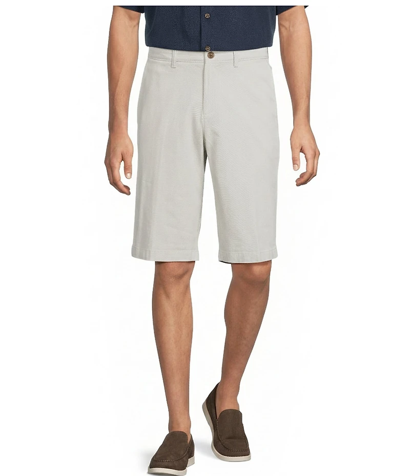 Roundtree & Yorke The Cloud Washed Classic Fit Flat Front 13#double; Chino Shorts