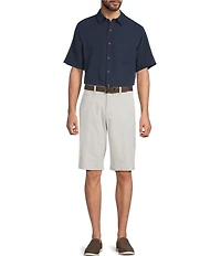 Roundtree & Yorke The Cloud Washed Classic Fit Flat Front 13#double; Chino Shorts