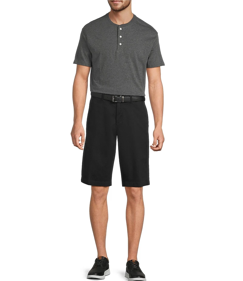 Roundtree & Yorke The Cloud Washed Classic Fit Flat Front 13#double; Chino Shorts