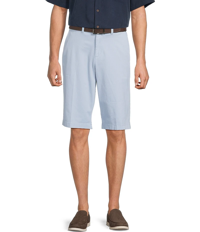 Roundtree & Yorke The Cloud Washed Classic Fit Flat Front 13#double; Chino Shorts