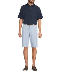 Roundtree & Yorke The Cloud Washed Classic Fit Flat Front 13#double; Chino Shorts