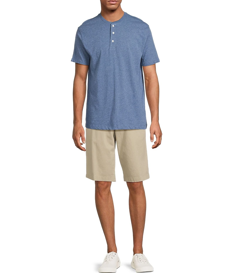 Roundtree & Yorke The Cloud Washed Classic Fit Flat Front 13#double; Chino Shorts