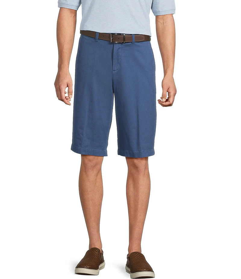 Roundtree & Yorke The Cloud Washed Classic Fit Flat Front 13#double; Chino Shorts