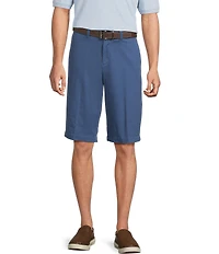 Roundtree & Yorke The Cloud Washed Classic Fit Flat Front 13#double; Chino Shorts