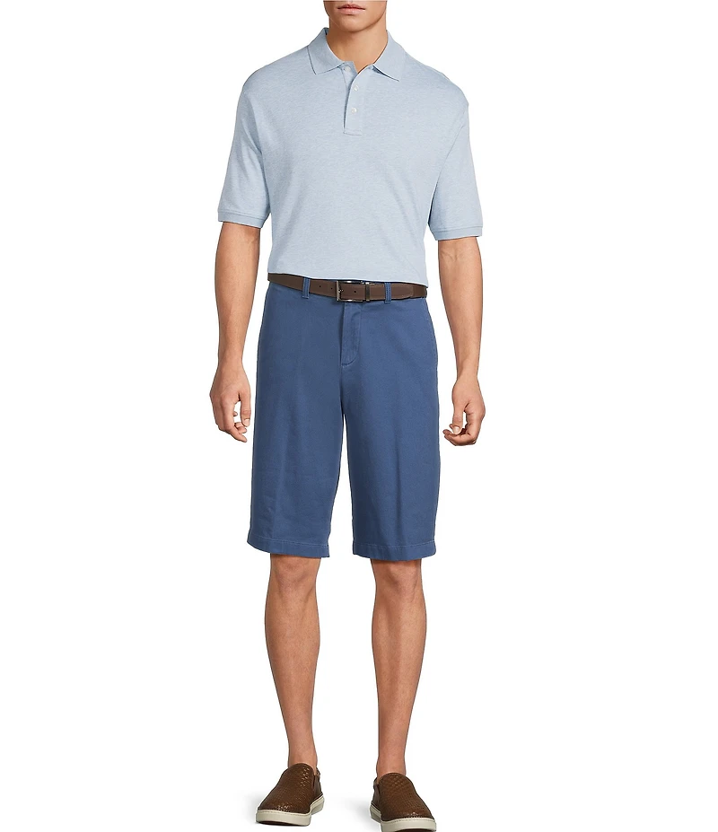 Roundtree & Yorke The Cloud Washed Classic Fit Flat Front 13#double; Chino Shorts