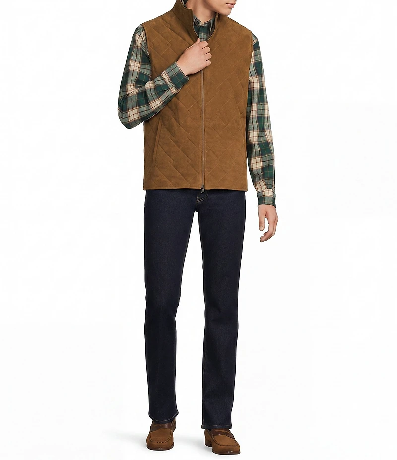 Roundtree & Yorke The Craftsman Diamond Quilted Suede Leather Vest
