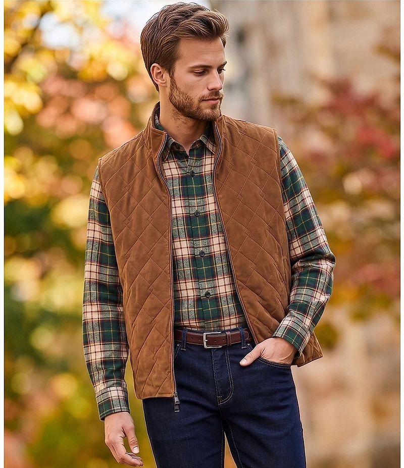 Roundtree & Yorke The Craftsman Diamond Quilted Suede Leather Vest