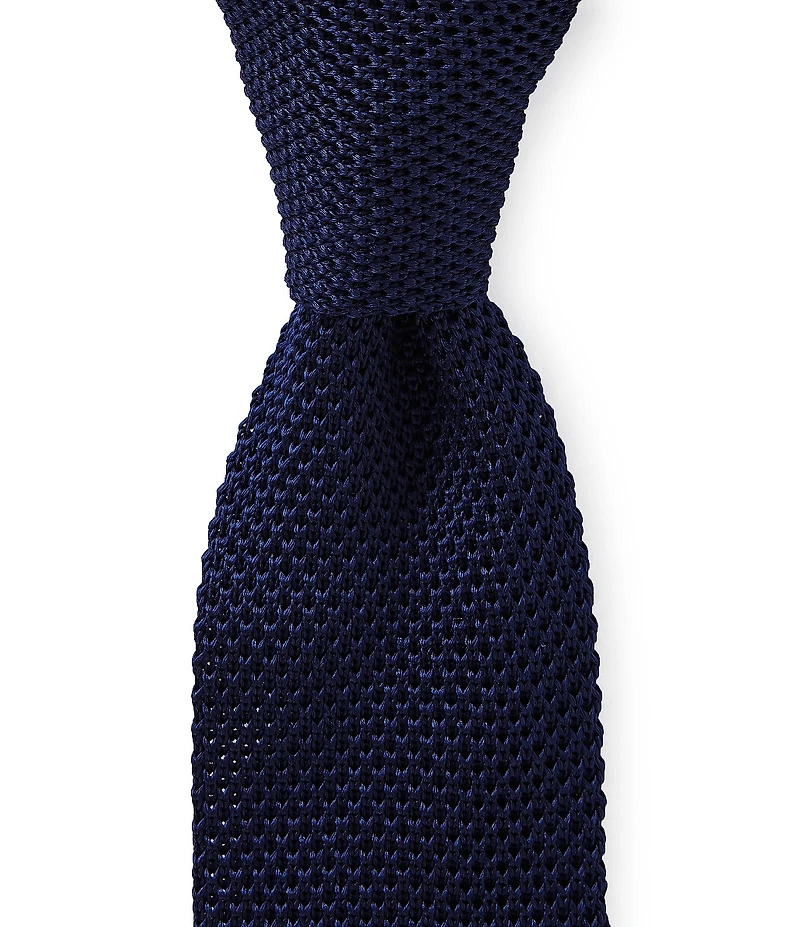 Roundtree & Yorke Trademark Knit Solid Traditional 2 1/4#double; Silk Tie