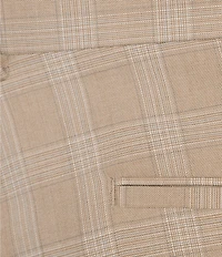 Roundtree & Yorke Travel Smart Flat Front Classic Fit Textured Plaid Dress Pant
