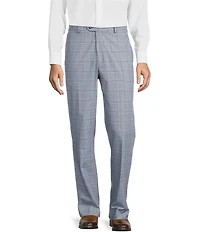 Roundtree & Yorke Travel Smart Flat Front Classic Fit Textured Plaid Dress Pants