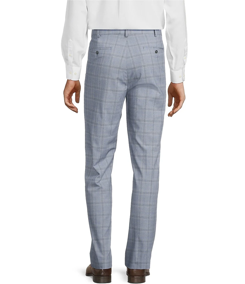Roundtree & Yorke Travel Smart Flat Front Classic Fit Textured Plaid Dress Pants