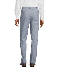 Roundtree & Yorke Travel Smart Flat Front Classic Fit Textured Plaid Dress Pants