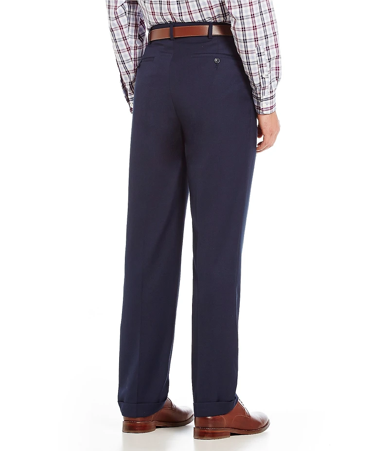Roundtree & Yorke TravelSmart Luxury Gabardine Ultimate Comfort Classic Fit Non-Iron Pleated-Front Dress Pants