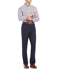 Roundtree & Yorke TravelSmart Luxury Gabardine Ultimate Comfort Classic Fit Non-Iron Pleated-Front Dress Pants