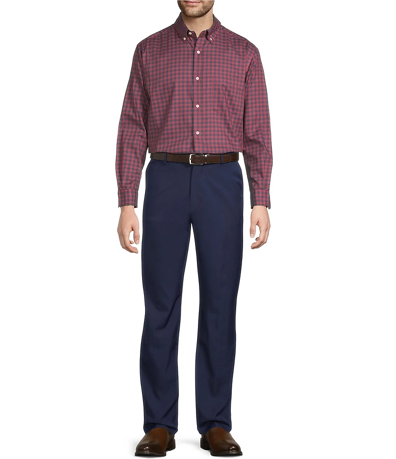 Roundtree & Yorke TravelSmart Classic Fit Easy Care Small Gingham Twill Sport Shirt