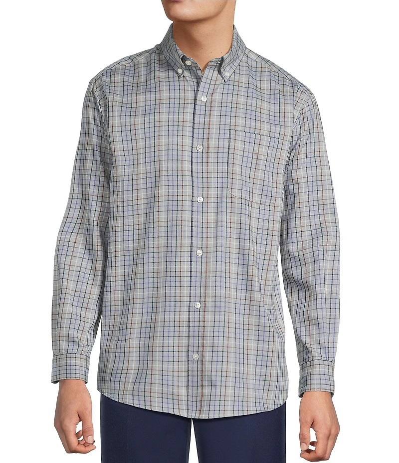 Roundtree & Yorke TravelSmart Classic Fit Easy Care Small Windowpane Twill Sport Shirt