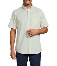 Roundtree & Yorke TravelSmart Easy Care Button Down Collar Short Sleeve Poplin Leaf Print Sport Shirt