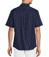 Roundtree & Yorke TravelSmart Easy Care Button Down Collar Short Sleeve Poplin Small Paisley Print Sport Shirt