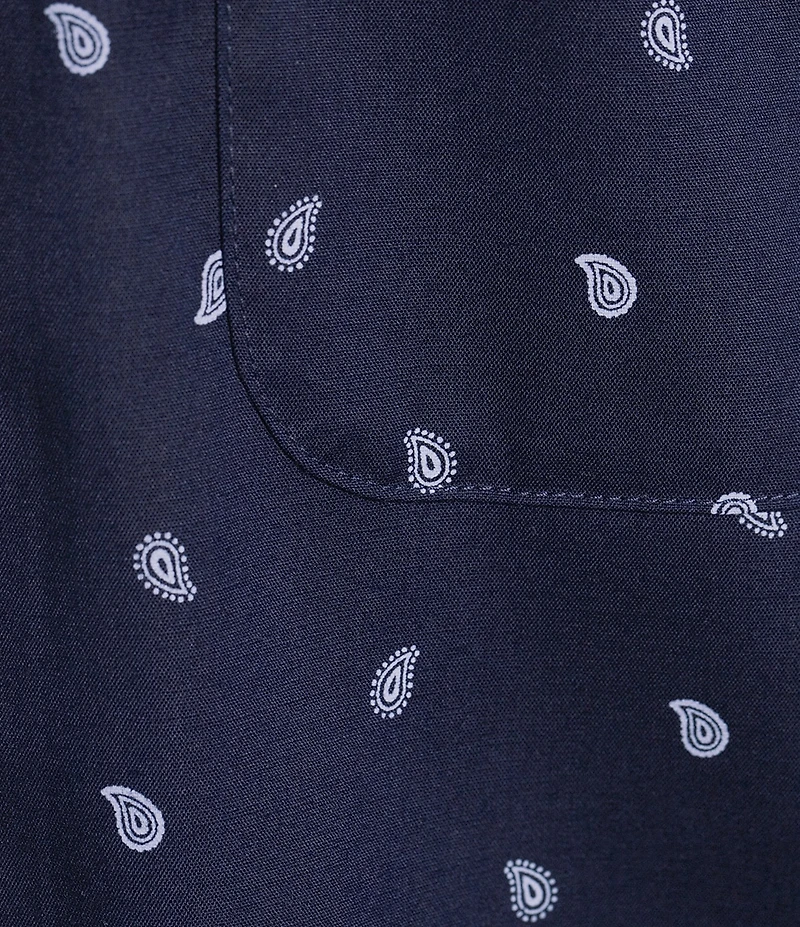 Roundtree & Yorke TravelSmart Easy Care Button Down Collar Short Sleeve Poplin Small Paisley Print Sport Shirt