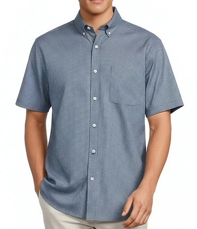 Roundtree & Yorke TravelSmart Easy Care Short Sleeve Twill Gingham Sport Shirt