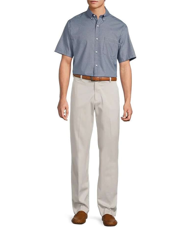 Roundtree & Yorke TravelSmart Easy Care Short Sleeve Twill Gingham Sport Shirt