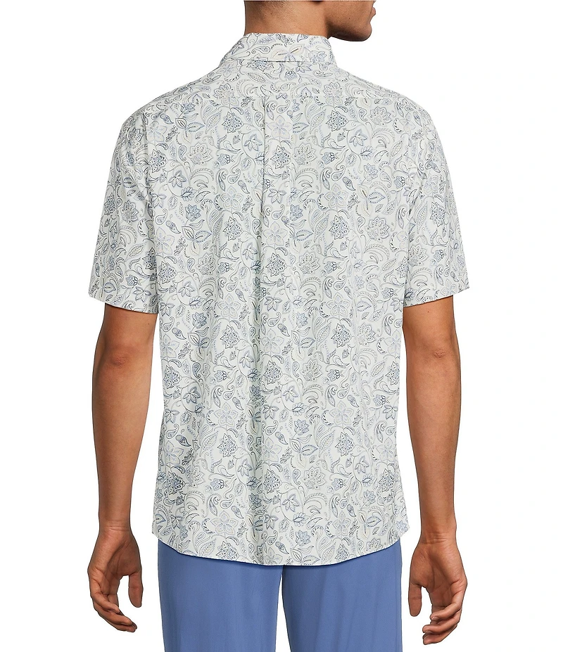 Roundtree & Yorke TravelSmart Easy Care Short Sleeve Twill Paisley Print Sport Shirt
